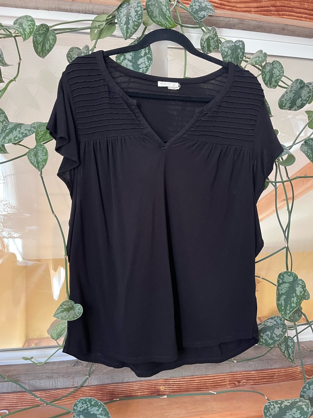 Flowy black blouse from Meadow Rue by Anthropologie